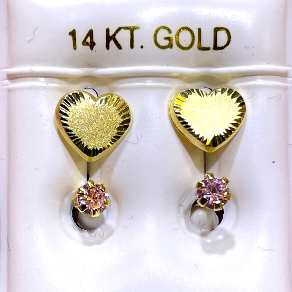 Solid Gold 14Karat 7x7mm heart  Earring